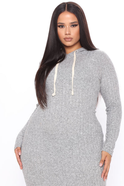 Play By Play Hoodie Dress - Heather Grey