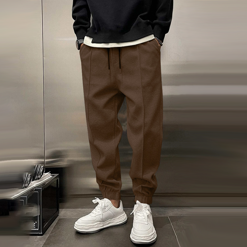 Solid Plush Loose Elastic Waist Casual Sports Pants