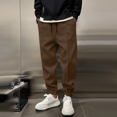 Solid Plush Loose Elastic Waist Casual Sports Pants