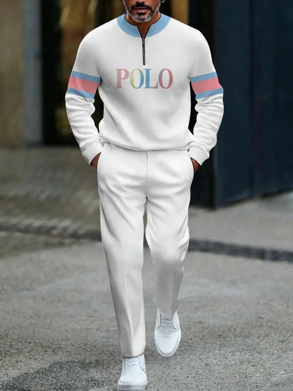 Zipper Long Sleeve Long Pants Two-Piece Set