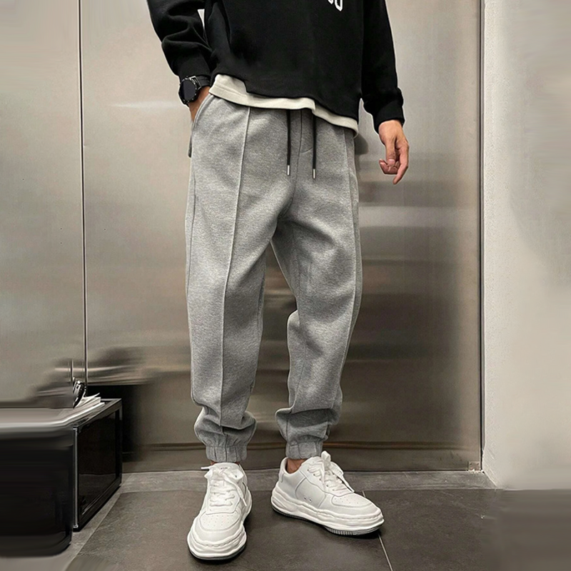 Solid Plush Loose Elastic Waist Casual Sports Pants