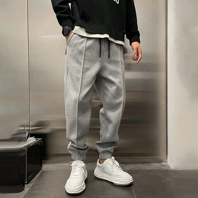 Solid Plush Loose Elastic Waist Casual Sports Pants