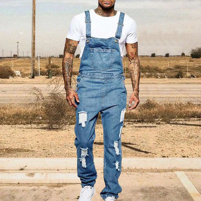 Casual Ripped Denim Overalls