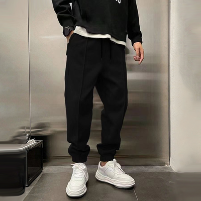 Solid Plush Loose Elastic Waist Casual Sports Pants