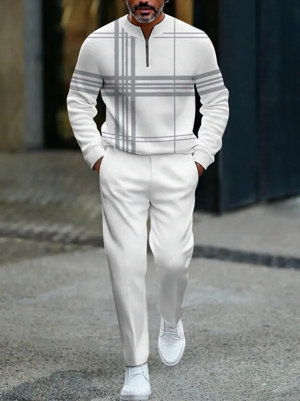 Zipper Long Sleeve Long Pants Two-Piece Set
