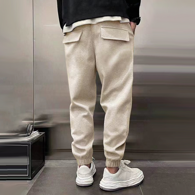 Solid Plush Loose Elastic Waist Casual Sports Pants