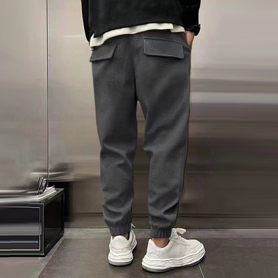 Solid Plush Loose Elastic Waist Casual Sports Pants