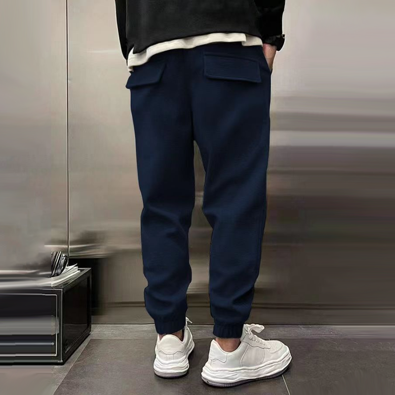Solid Plush Loose Elastic Waist Casual Sports Pants