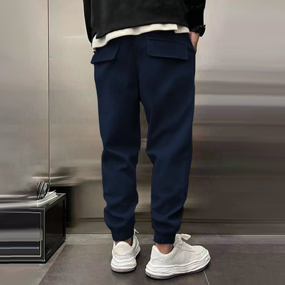 Solid Plush Loose Elastic Waist Casual Sports Pants