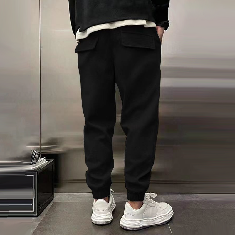 Solid Plush Loose Elastic Waist Casual Sports Pants
