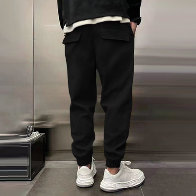 Solid Plush Loose Elastic Waist Casual Sports Pants