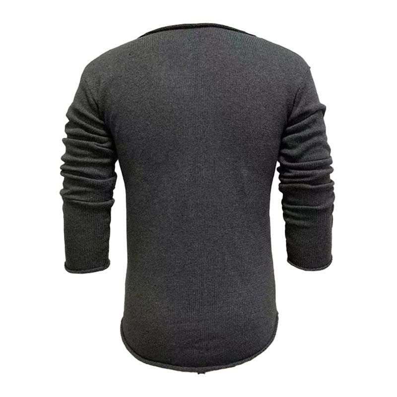 Casual V Neck Long Sleeve Knitted Sweater