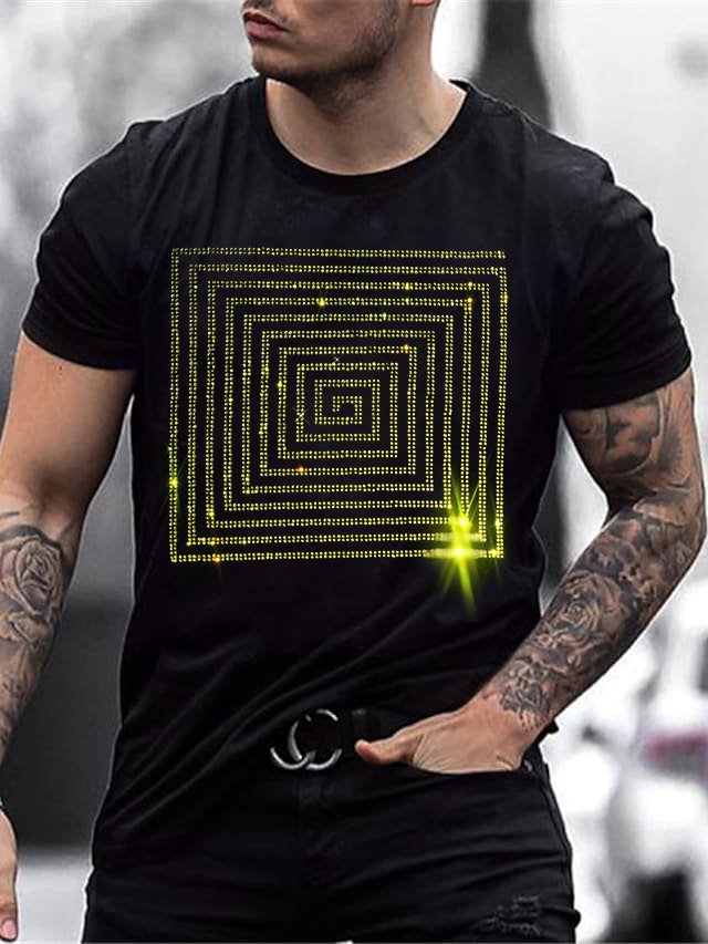 Stylish Casual Black Rhinestone T-Shirt