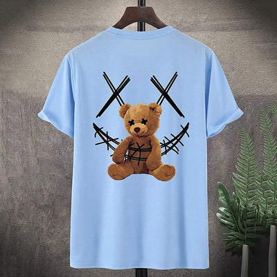 Streetwear Graphic Printed Toy Bear Crew Neck Tee