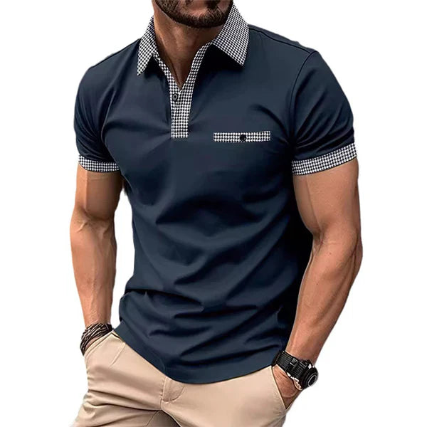 Button Down Colorblock Sports Short Sleeve Polo Shirt
