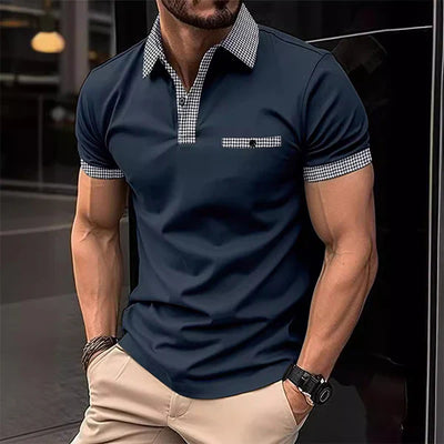 Button Down Colorblock Sports Short Sleeve Polo Shirt