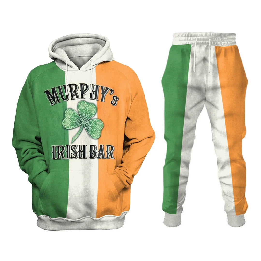 Retro Casual Long-Sleeved Murphy'S Sweatshirt Set