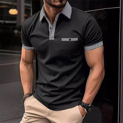 Button Down Colorblock Sports Short Sleeve Polo Shirt