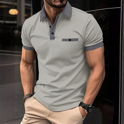 Button Down Colorblock Sports Short Sleeve Polo Shirt