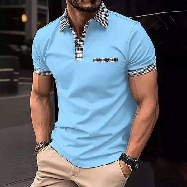 Button Down Colorblock Sports Short Sleeve Polo Shirt