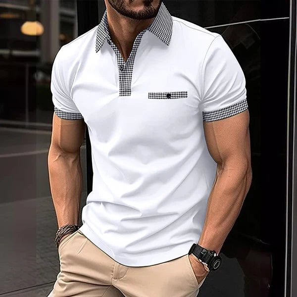 Button Down Colorblock Sports Short Sleeve Polo Shirt