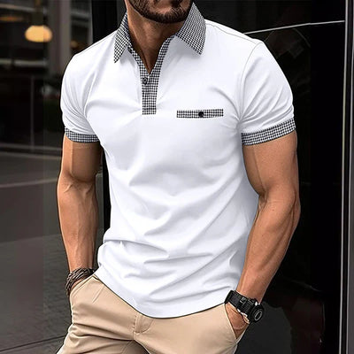 Button Down Colorblock Sports Short Sleeve Polo Shirt