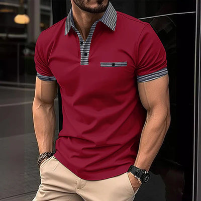 Button Down Colorblock Sports Short Sleeve Polo Shirt
