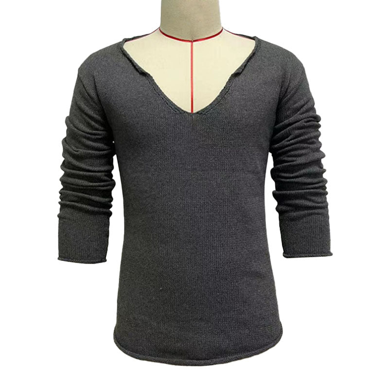 Casual V Neck Long Sleeve Knitted Sweater