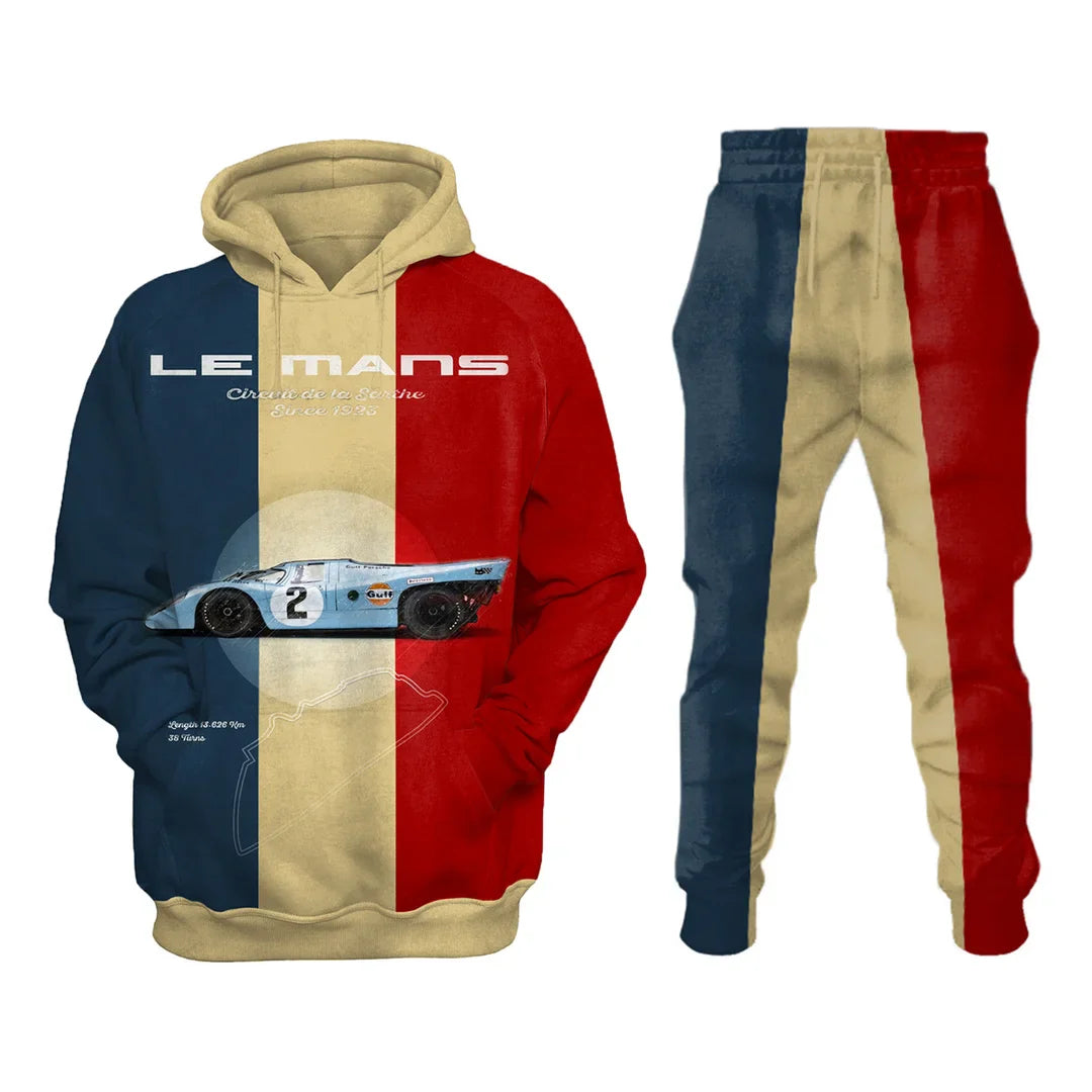 Le Mans  Retro Car Print Sweatshirt Set