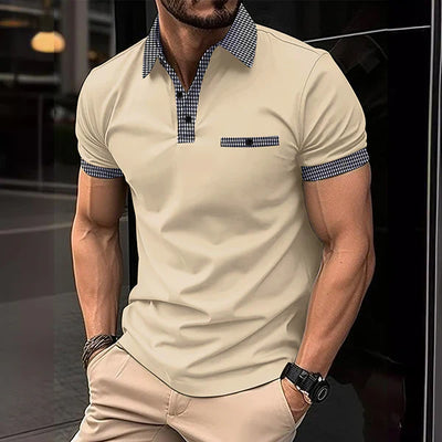 Button Down Colorblock Sports Short Sleeve Polo Shirt