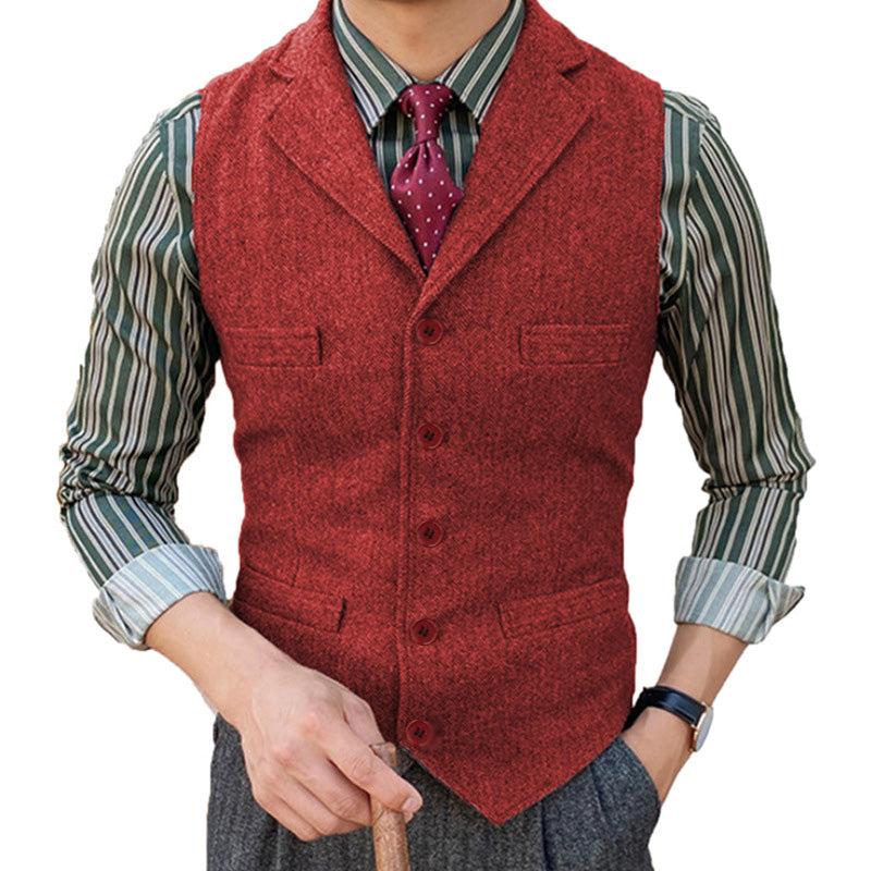 Vintage Classic Lapel Single Breasted Suit Vest