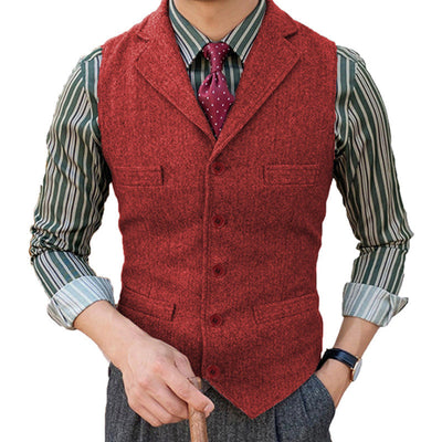 Vintage Classic Lapel Single Breasted Suit Vest