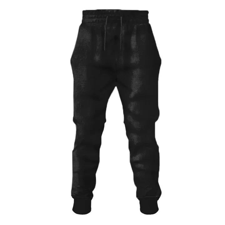 Black Casual T-Shirt With Retro Engine Oil Sweatshirt Set