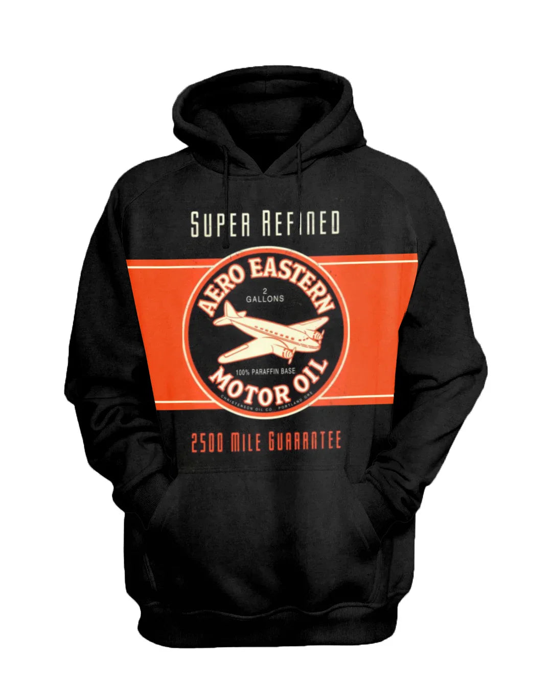 Black Casual T-Shirt With Retro Engine Oil Sweatshirt Set