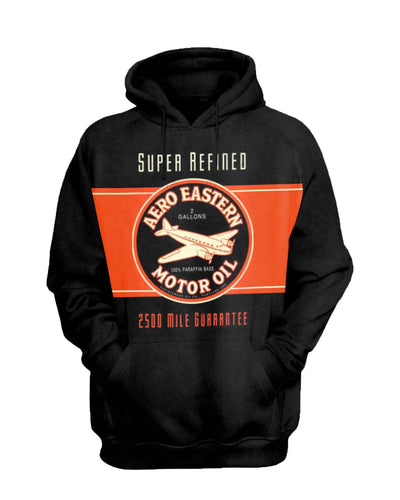 Black Casual T-Shirt With Retro Engine Oil Sweatshirt Set