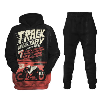 Track Day  Retro Car Print Sweatshirt Set