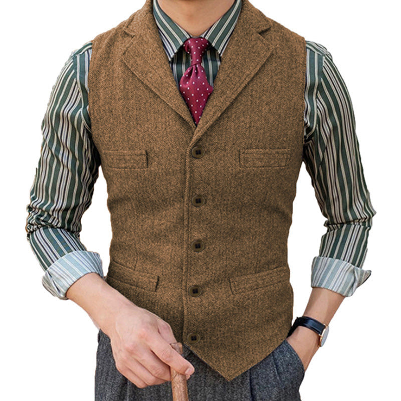 Vintage Classic Lapel Single Breasted Suit Vest