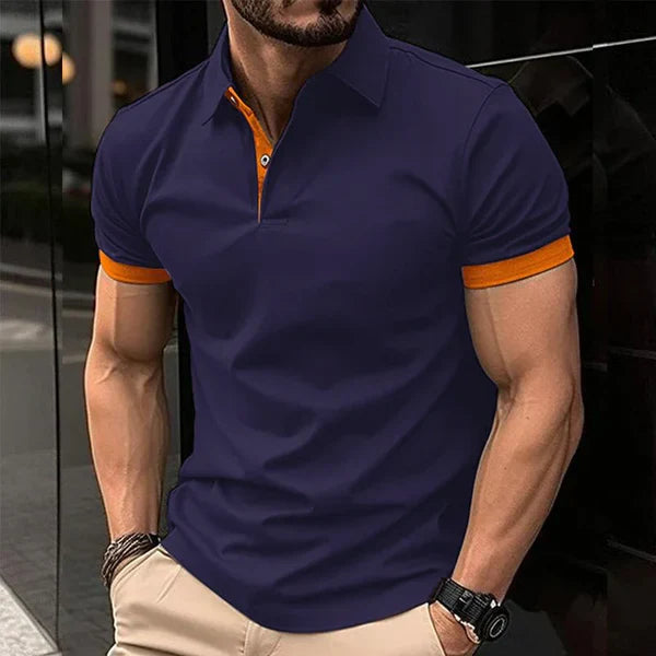 Casual Color Block Short Sleeve POLO Shirt