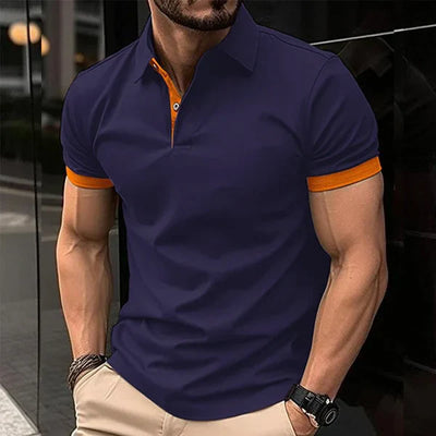 Casual Color Block Short Sleeve POLO Shirt