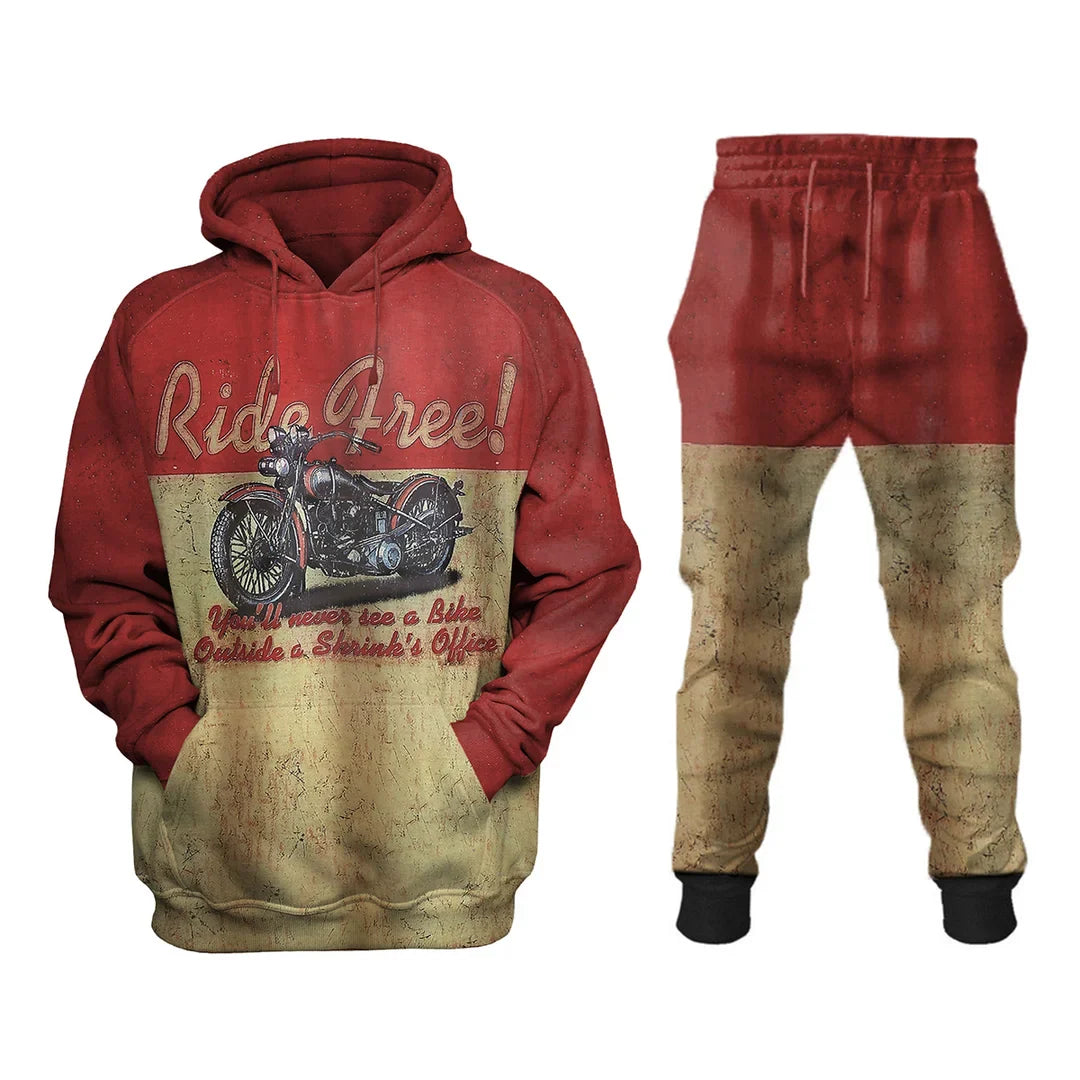 Vintage Motorcycle Distressed Sweatshirt Set