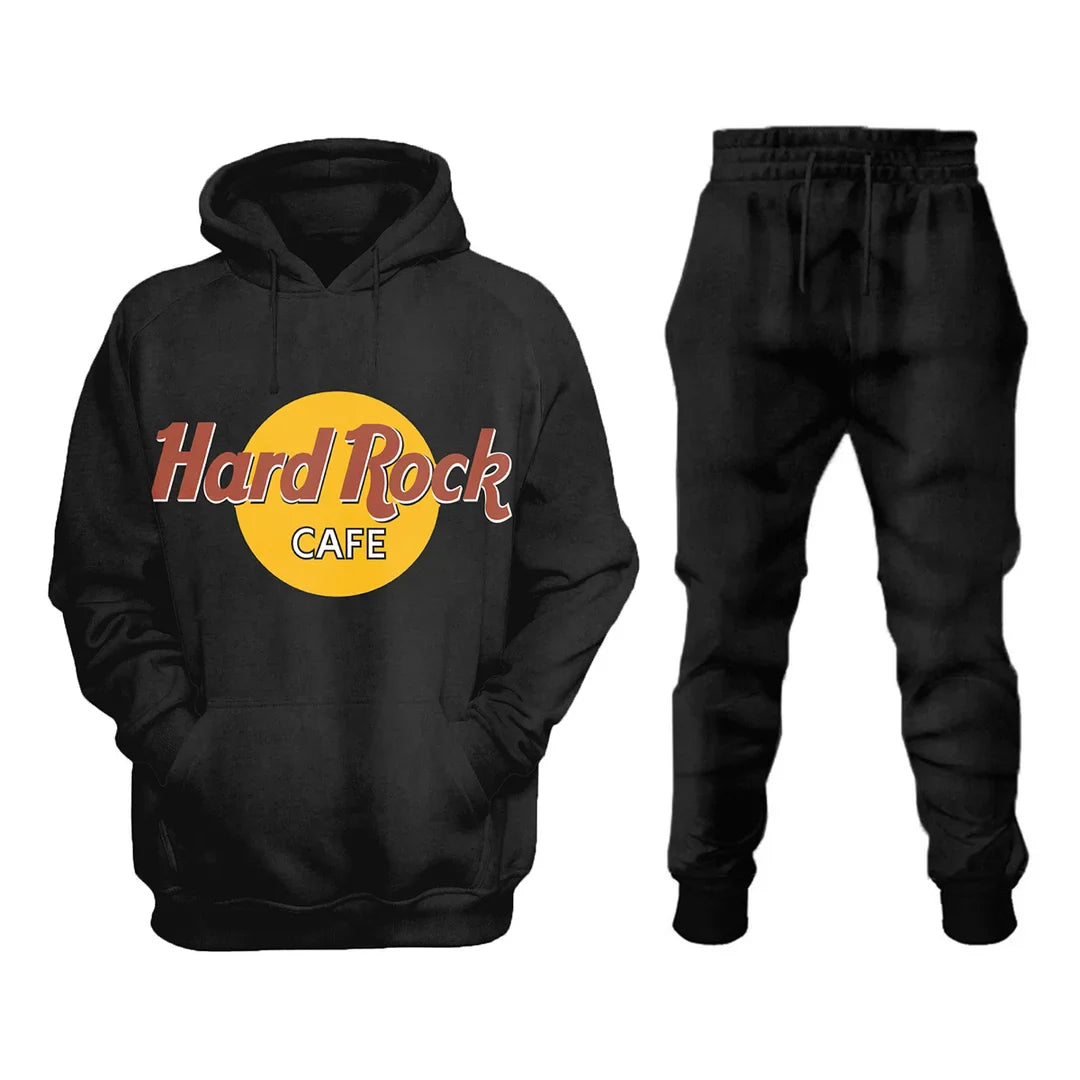 Mens Retro Hard Printed Sweatshirt Set
