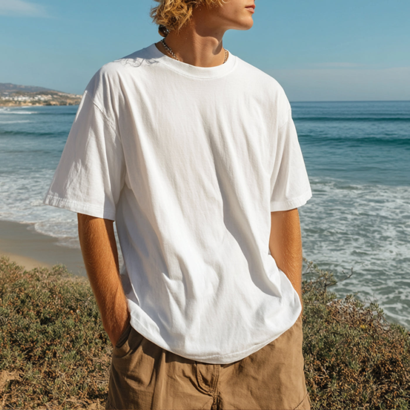 Oversize White T-Shirt For Summer Beach Style