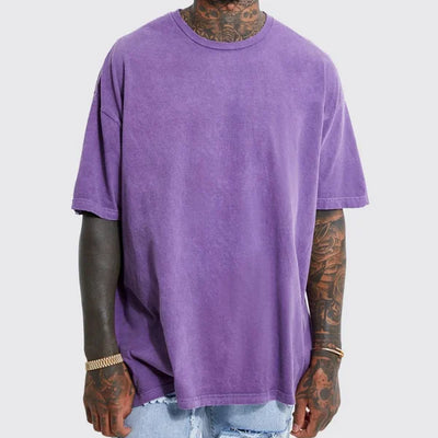 Oversized Street Print Casual T-Shirt Purple