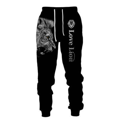 3D Tracksuit Sets Lion Print Edition Black/White