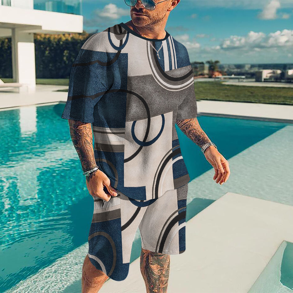 Oversized  T-Shirt & Shorts Set Modern Blue