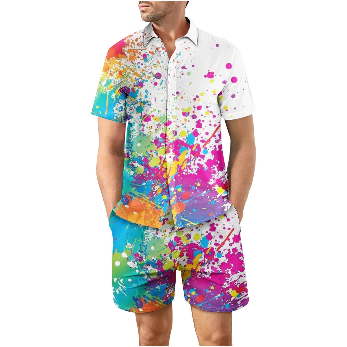 Tropical Sunset 32 Button Up Short Sleeve and Shorts Loose  Set