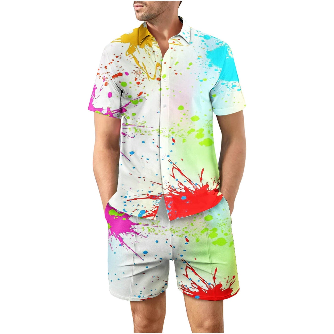 Tropical Sunset 33 Button Up Short Sleeve and Shorts Loose  Set