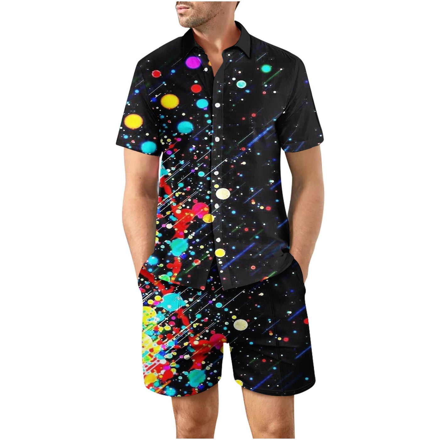 Tropical Sunset 35 Button Up Short Sleeve and Shorts Loose  Set