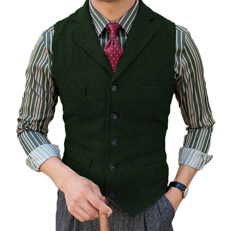 Vintage Classic Lapel Single Breasted Suit Vest