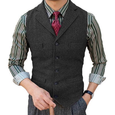 Vintage Classic Lapel Single Breasted Suit Vest
